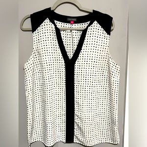 Vince Camuto Sleeveless Shell Top White with Black Size Large
